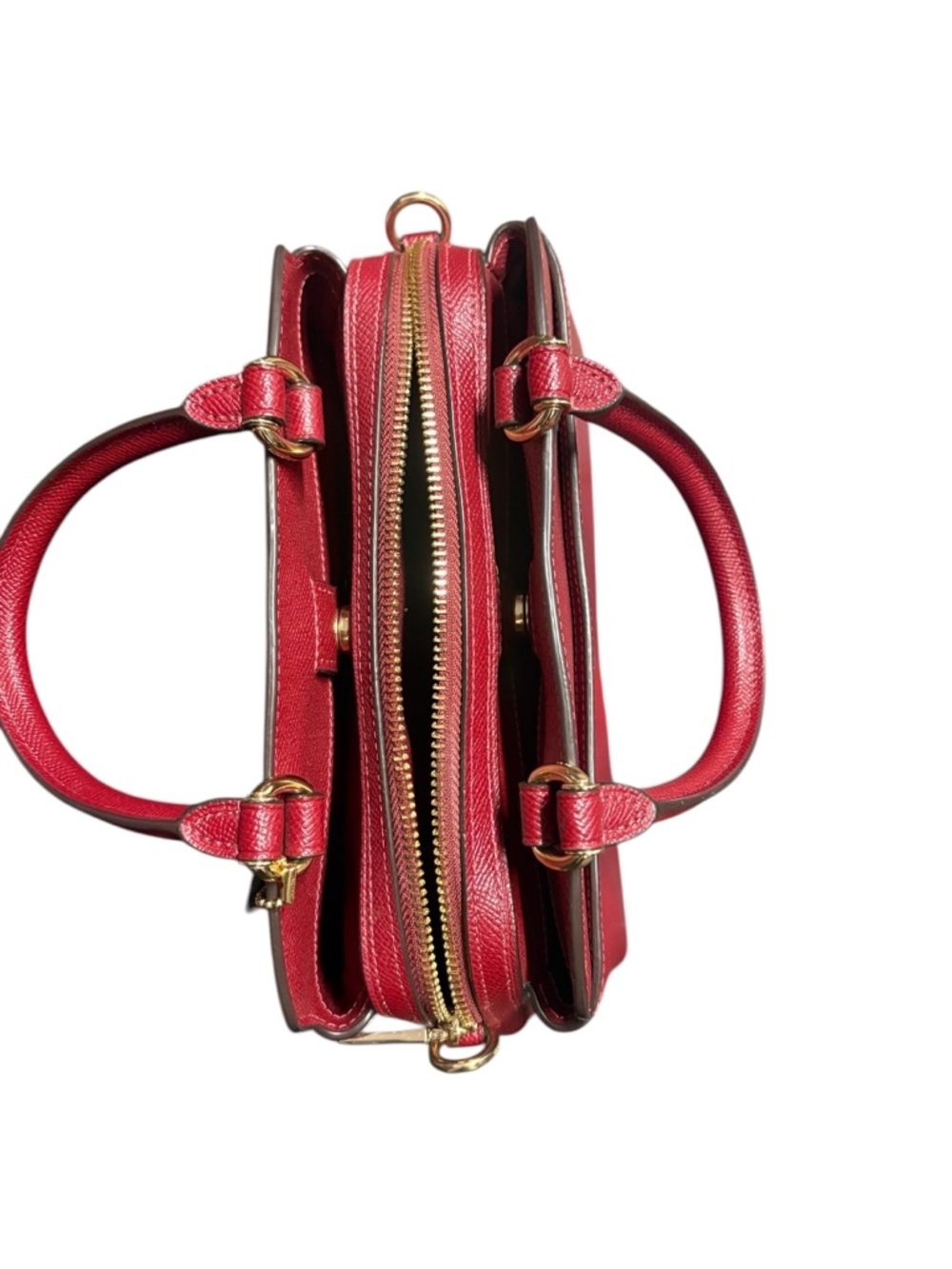 COACH Deep Red Structured Leather Satchel with Gold Hardware - Picture 7 of 7